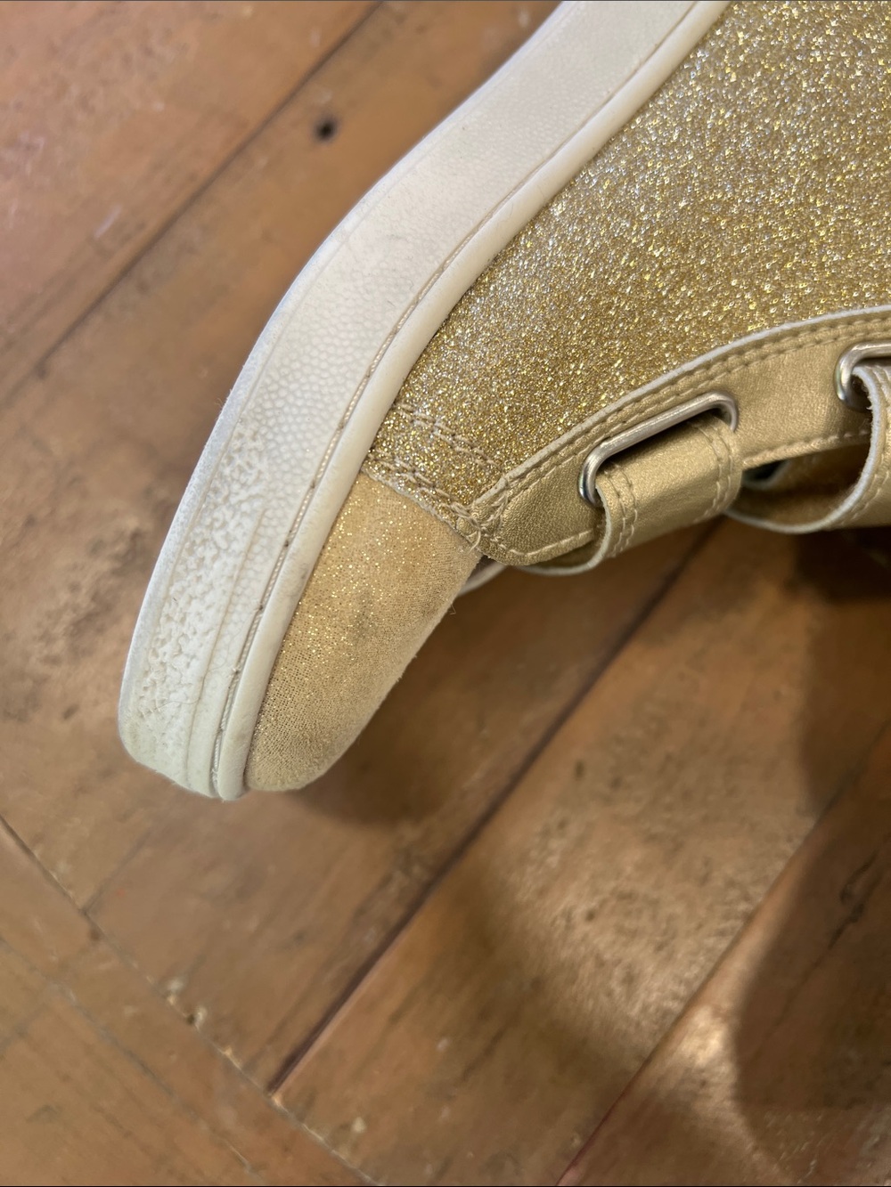 Naturino Pinn High top hook and loop Sneakers In Glitter Suede gold EU 29 US 11 - Picture 8 of 10